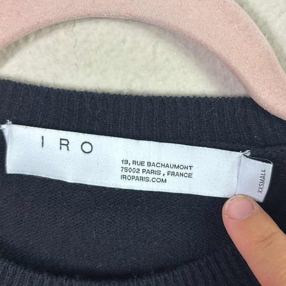 IRO Cashmere Cotton Blend Cutout Back Pullover Crewneck Black Sweater size XXS - Picture 2 of 7